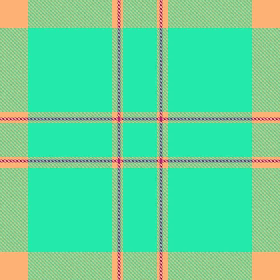 Vibrant teal, peach, and sage green plaid pattern. Perfect for textile design, website backgrounds, or fashion projects. This cheerful, geometric design evokes feelings of freshness and optimism. vector
