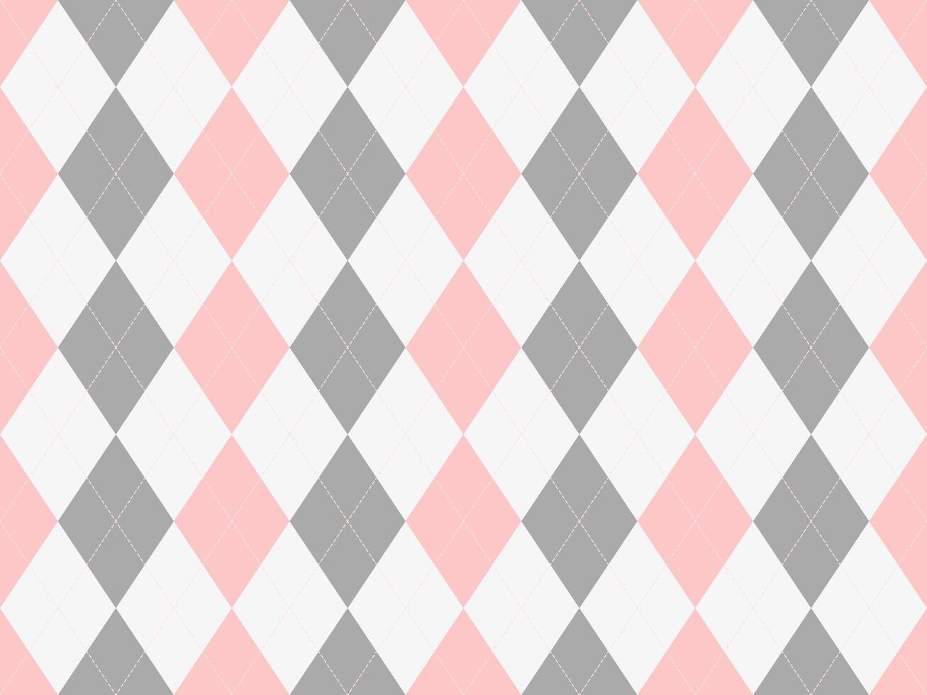 Elegant pink, grey, and white argyle pattern. Perfect for backgrounds, textiles, or stationery. Subtle, sophisticated design evokes feelings of femininity and classic style. vector