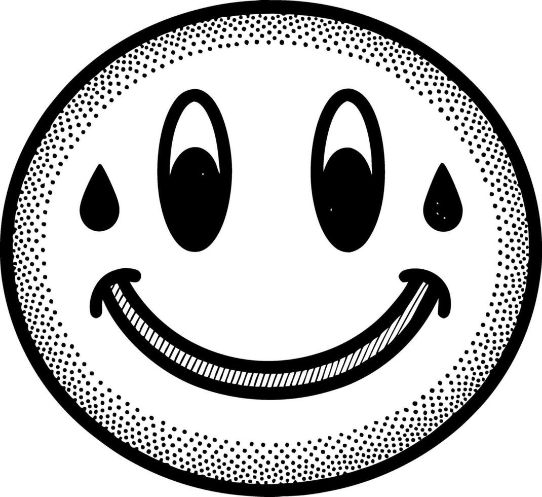 Happy Smiley Face with Tears Illustrating Mixed Emotions for Art Projects and Merchandise vector