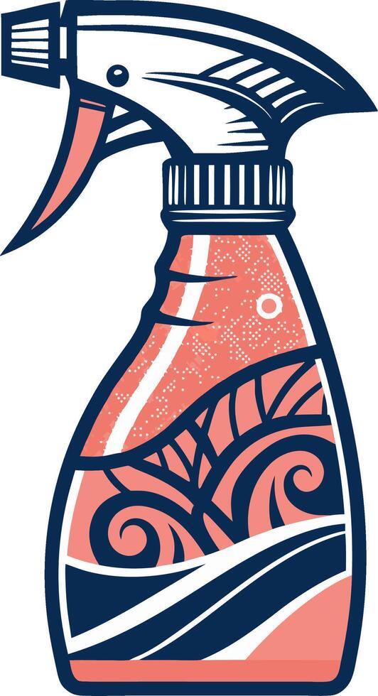 Artistic Spray Bottle Illustration with Nature Elements for Eco-Friendly Cleaning Products vector