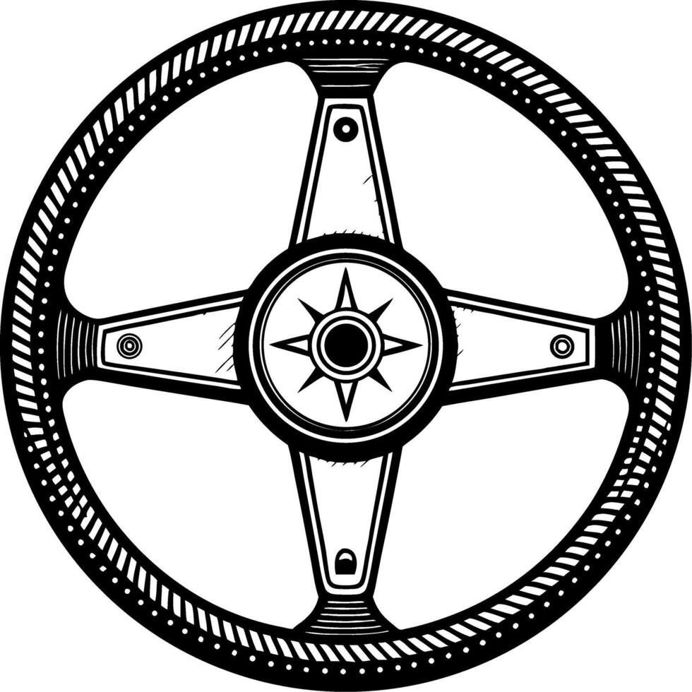Stylized Steering Wheel Design for Graphic Use and Tattoo Inspirations vector