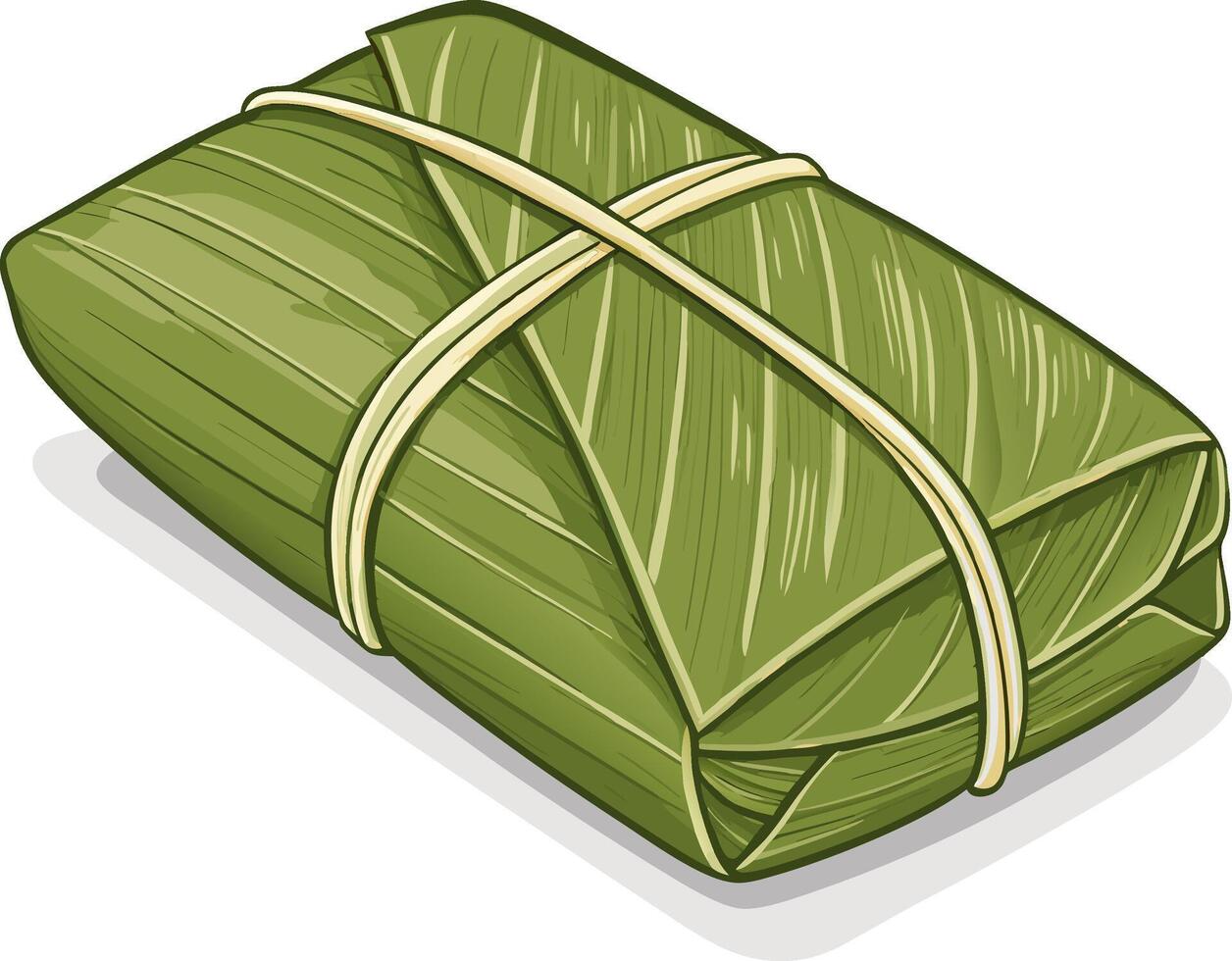 Traditional Vietnamese Ban Dat Cake Wrapped in Green Leaves for Culinary and Cultural Design vector
