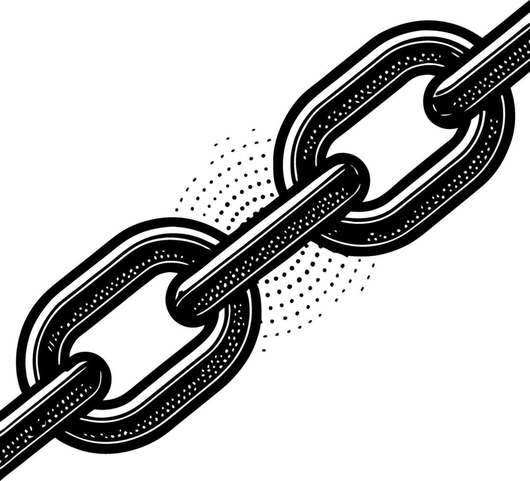 Detailed Black and White Illustration of Interlocking Chain Links for Graphic Design vector