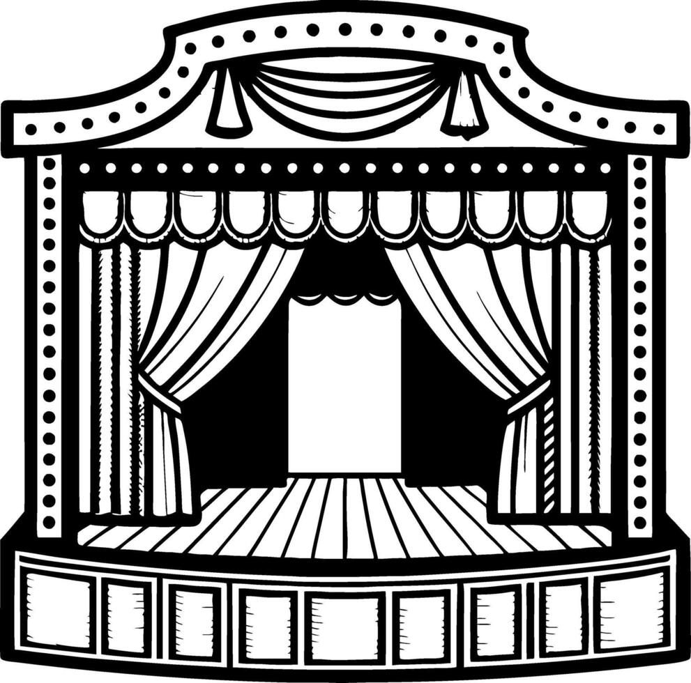 Theatrical Stage Design with Curtains Elaborate Stage Backdrop for Performance Art vector