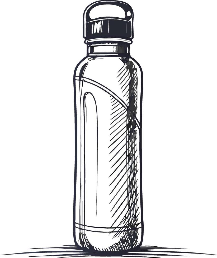 Minimalist Sketch of a Plastic Water Bottle for Eco-Friendly Lifestyle and Design Inspiration vector