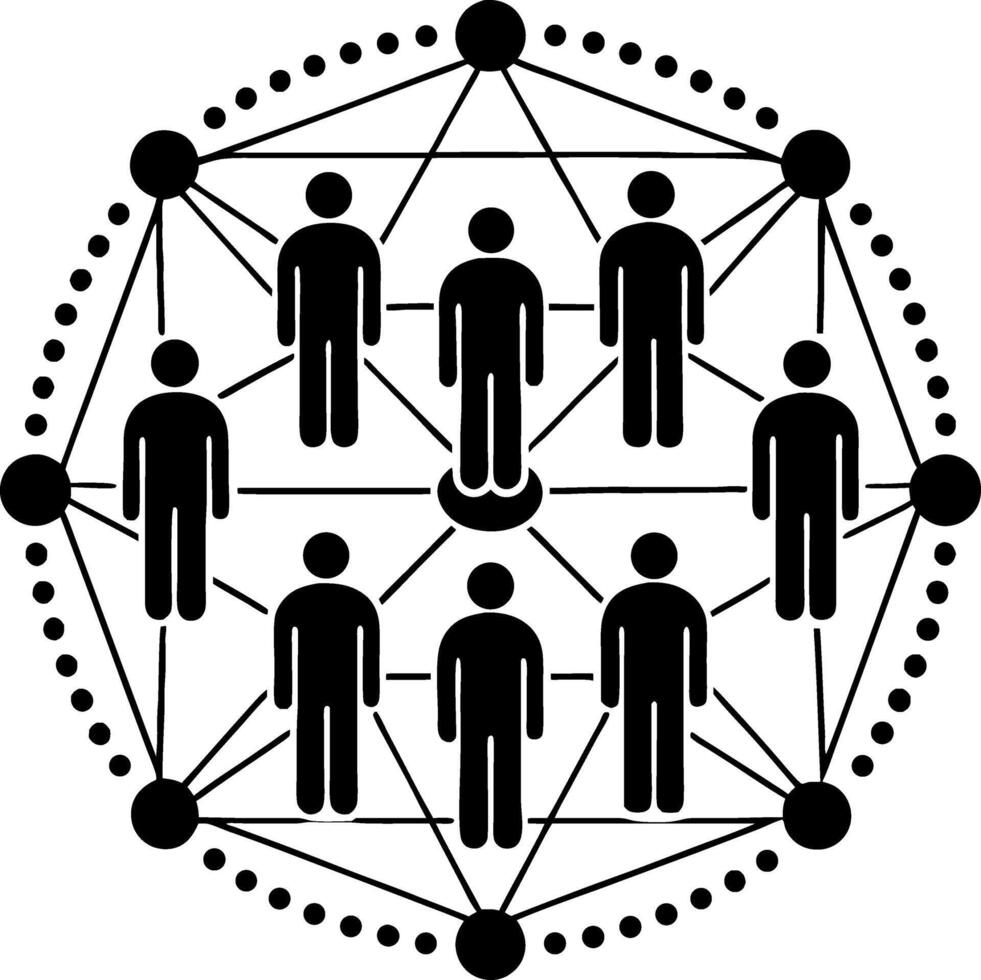 Networkings Connected Group Communication Symbol Simplified Collaboration Design vector