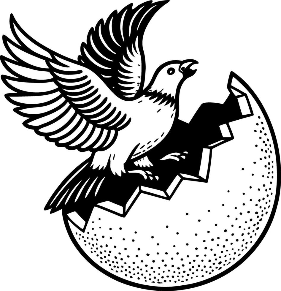 Eagle Emerging from Cracked Egg Illustration Design for Tattoos and Graphic Art vector