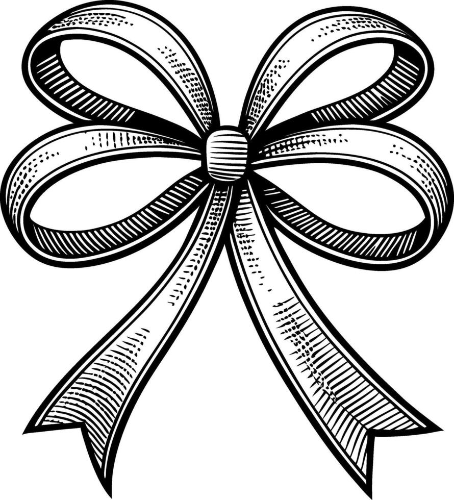 Elegant Hand-Drawn Bow Design Ideal for Gift Wrapping Tattoo Art or Coloring Pages vector