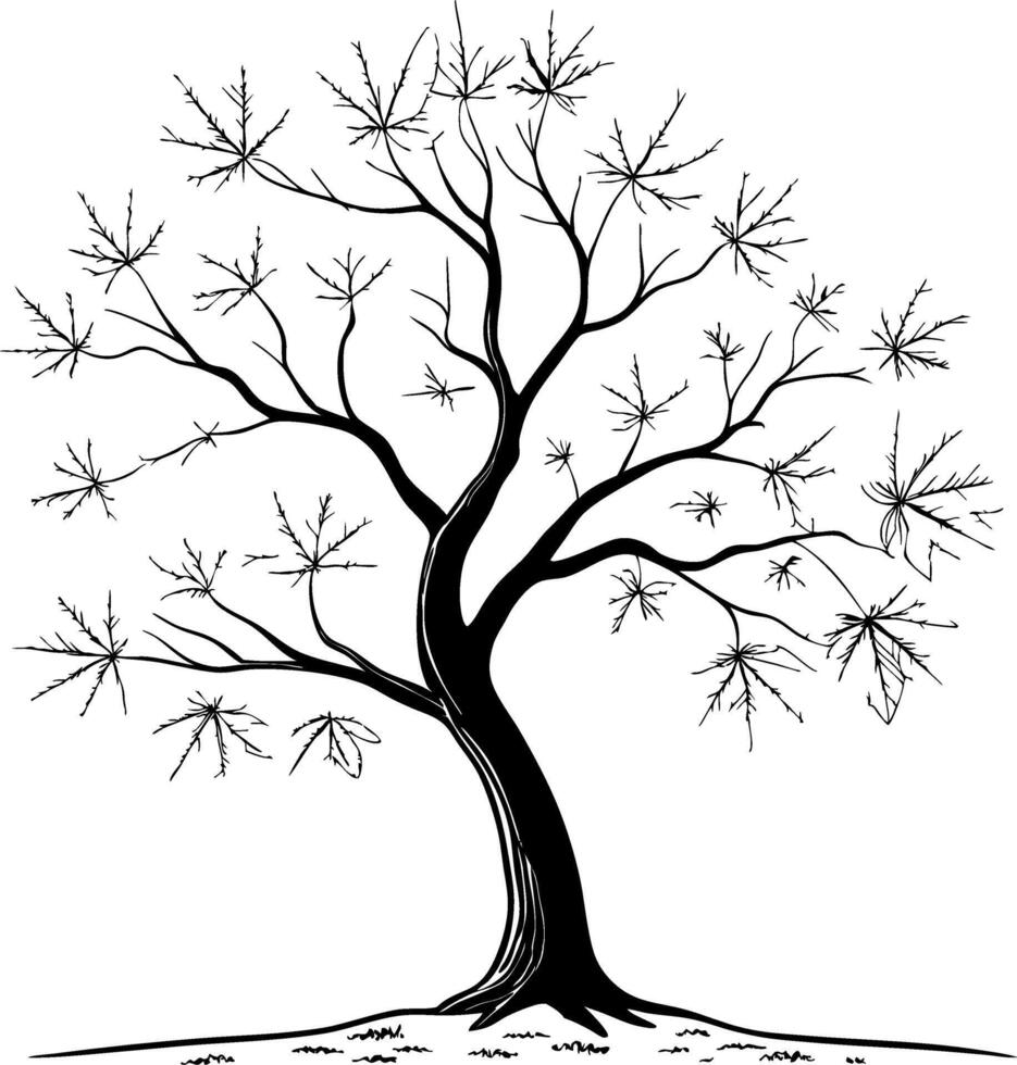 Detailed Black and White Tree Illustration for Tattoo Design and Coloring Pages vector