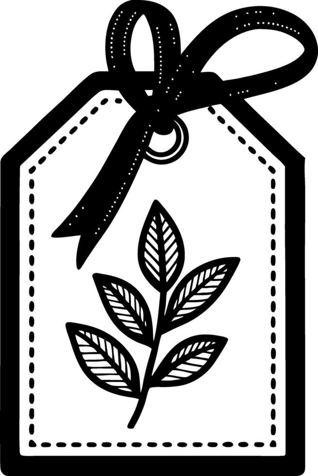 Leaf Design Gift Tag with Ribbon for Eco-Friendly Crafts and Personal Touches vector