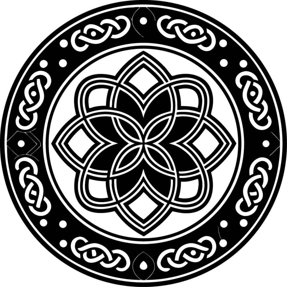Intricate Mandala Design with Celtic Knot Border for Tattoo and Coloring Book Inspiration vector