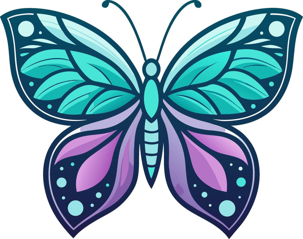 Vibrant Butterfly Design with Leaf Patterns for Tattoos and Coloring Books vector