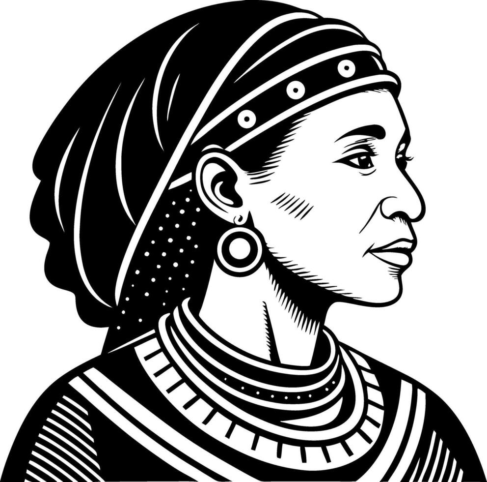 Elegant African Woman in Traditional Attire Side Profile Illustration for Art Projects vector