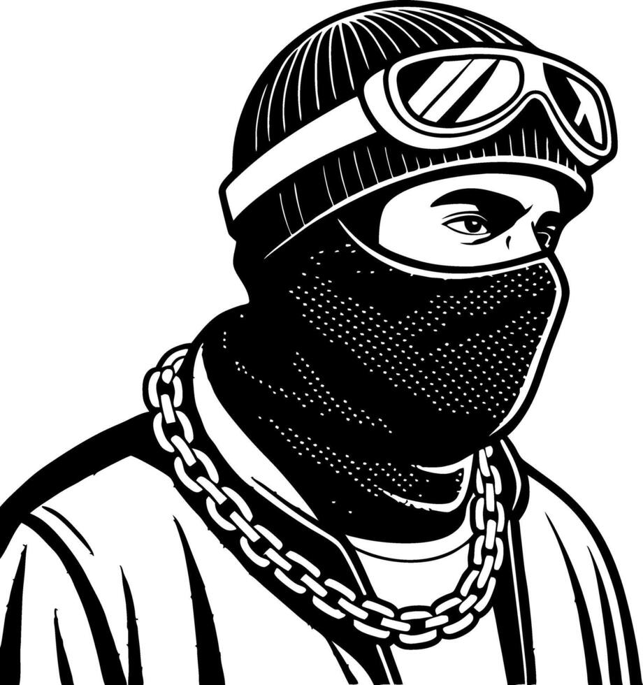 Stylized Illustration of Streetwear Character with Beanie Sunglasses and Chain vector