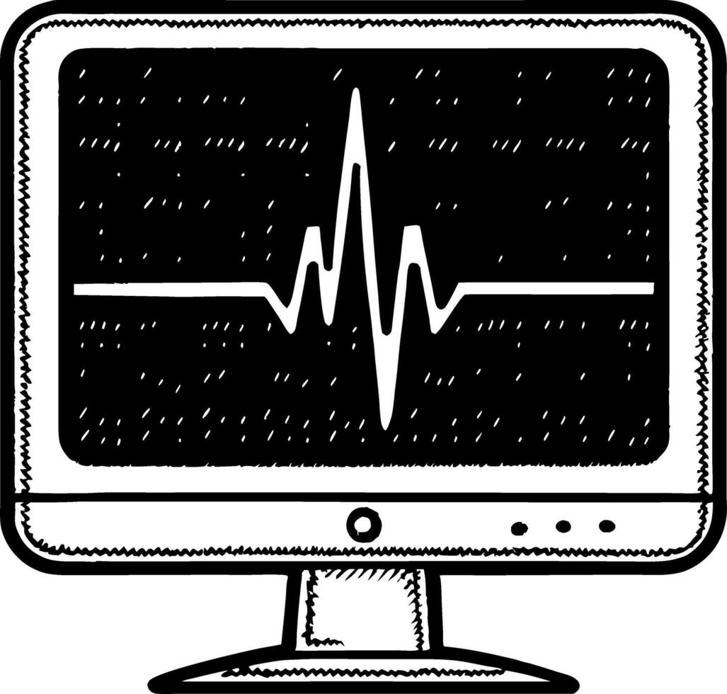 Monitor Displaying Heartbeat Rhythm Graph for Medical Technology and Health Monitoring vector