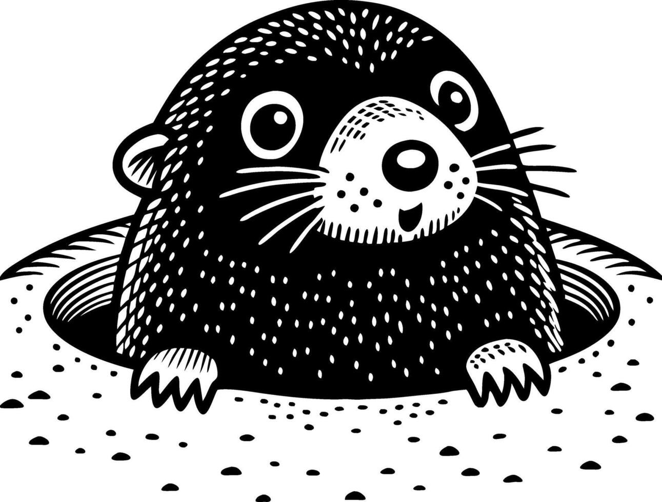 Playful Cartoon Mole Emerging from Burrow Perfect for Kids Coloring Book Designs vector