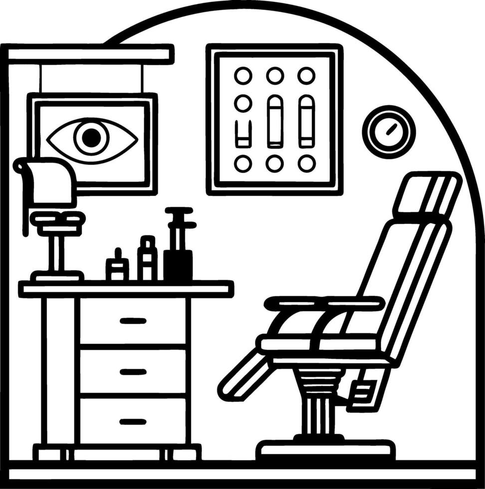 Detailed Outline of a Modern Tattoo Studio Interior Design for Creative Projects vector