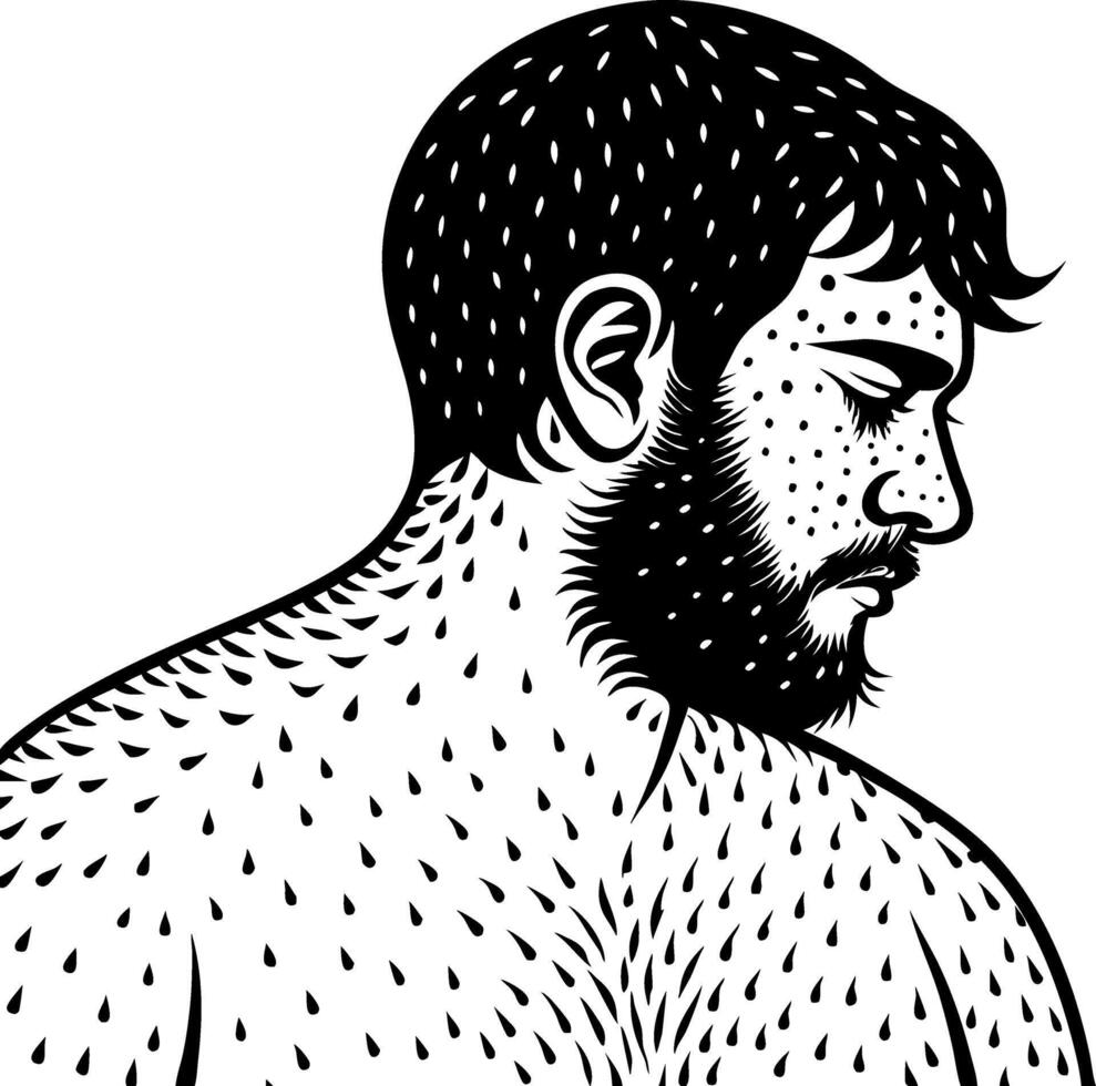 Stylized Profile of a Man with Beard and Short Hair for Tattoo Designs or Art Projects vector
