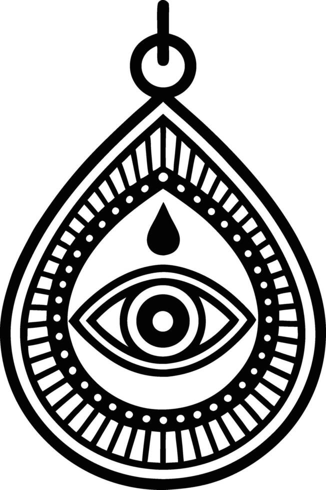 Intricate Eye Pendant Design with Geometric Patterns for Jewelry or Tattoo Inspiration vector