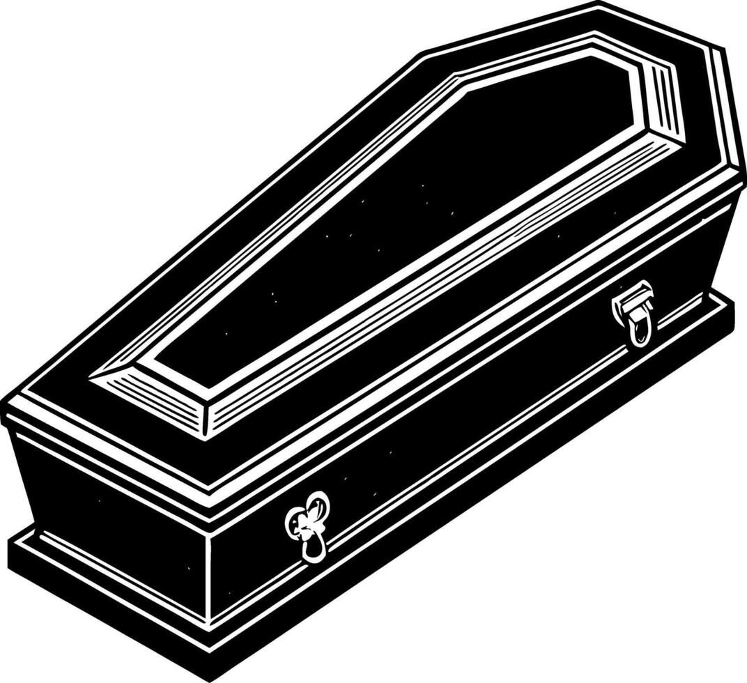 Detailed Black Coffin Illustration for Halloween Decoration and Gothic Design Inspiration vector