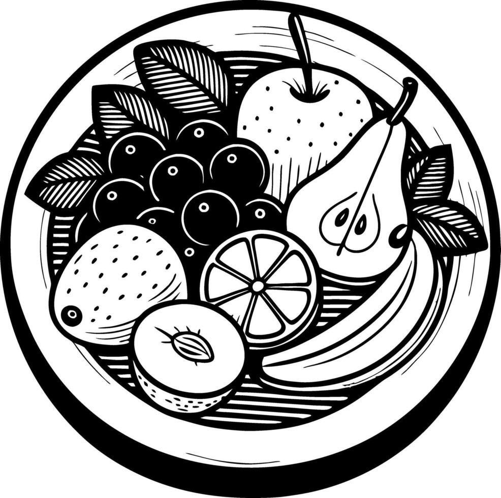 Illustration of a Vibrant Fruit Bowl with Apples Grapes Pears Bananas and Citrus for Design vector