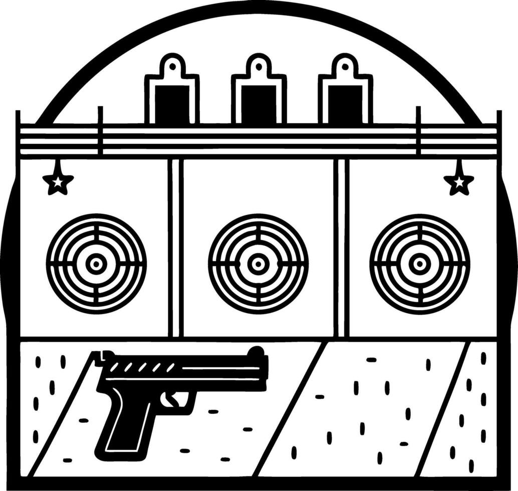 Shooting Range Illustration with Targets and Handgun for Gun Safety and Training Resources vector