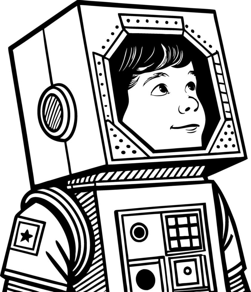 Child Astronaut Wearing Space Helmet Inspiring Imagination and Adventure for Kids Art Projects vector