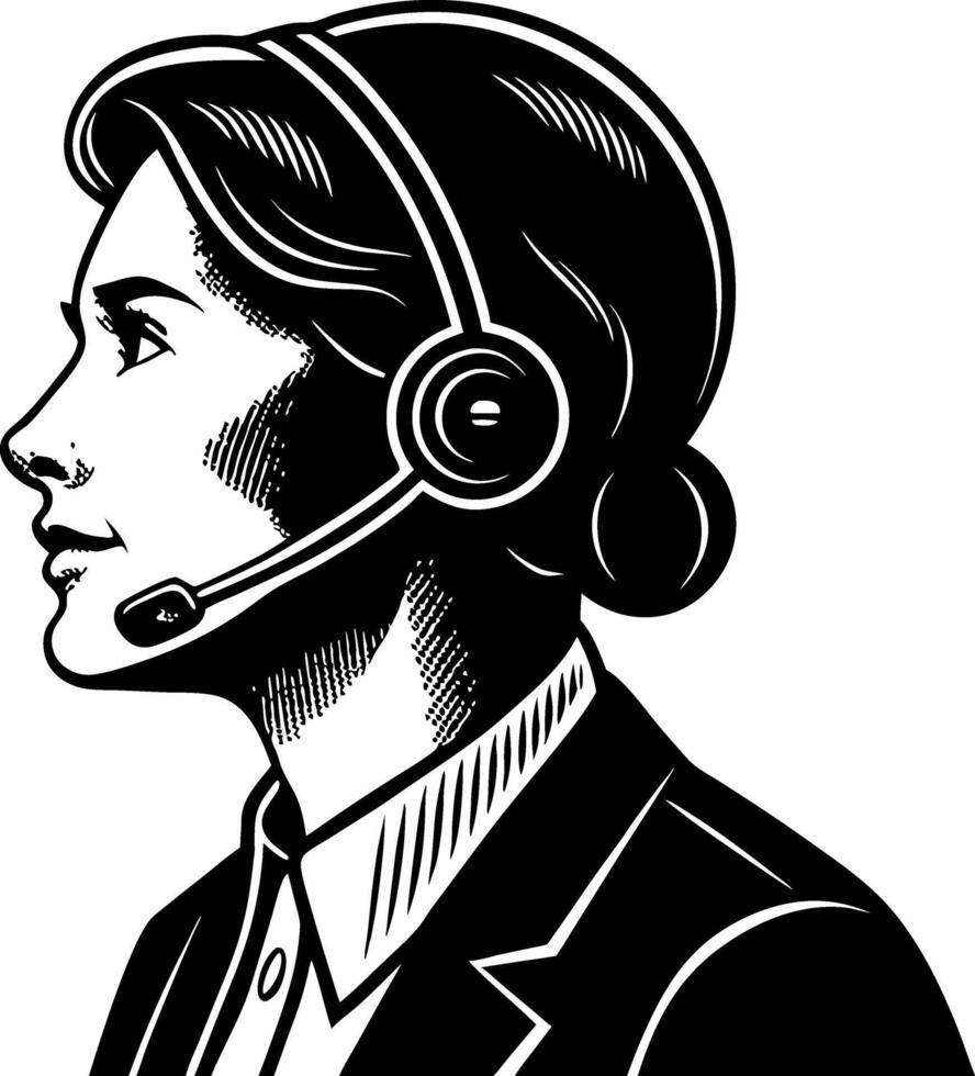 Female Customer Service Representative Profile with Headset for Business and Communication Needs vector