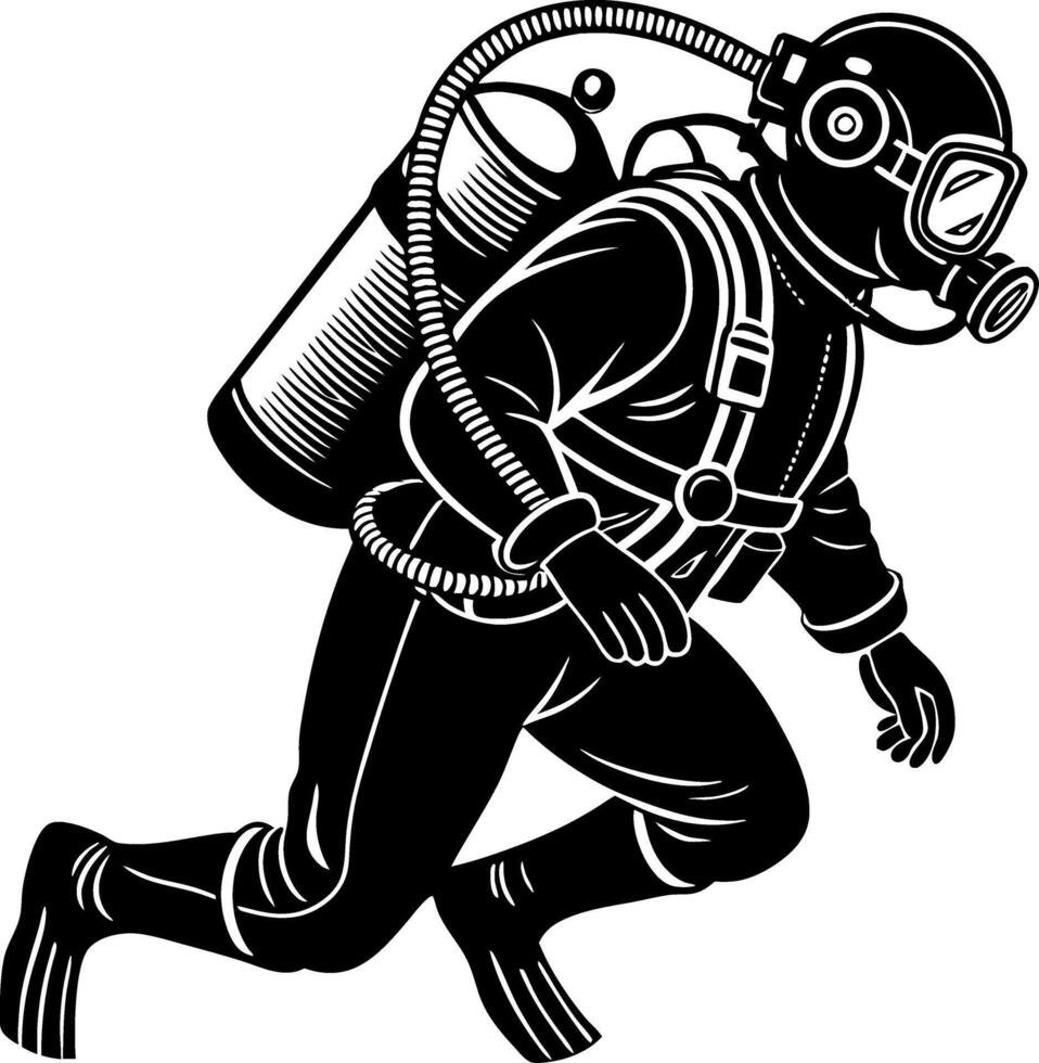 Vintage Diver Graphic for T-Shirt Design or Nautical Themed Decor vector