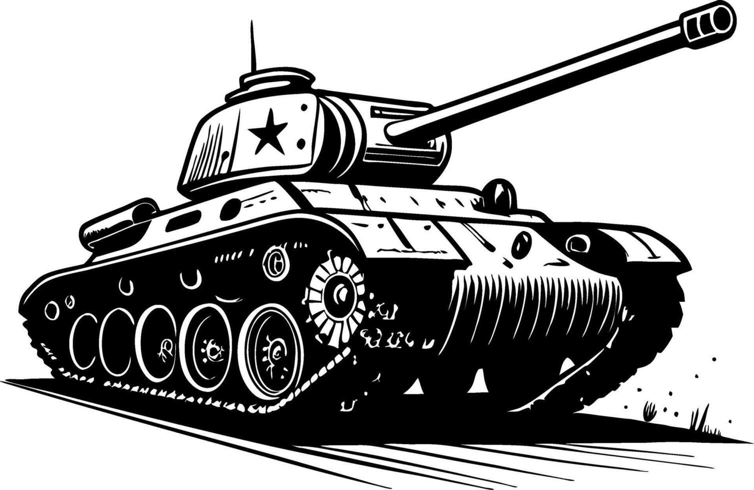Detailed Vintage Tank Illustration for Military Themes and Graphic Design Projects vector