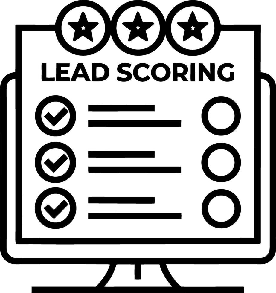 Lead Scoring System Computer Screen with Checklists and Stars for Marketing Analytics vector