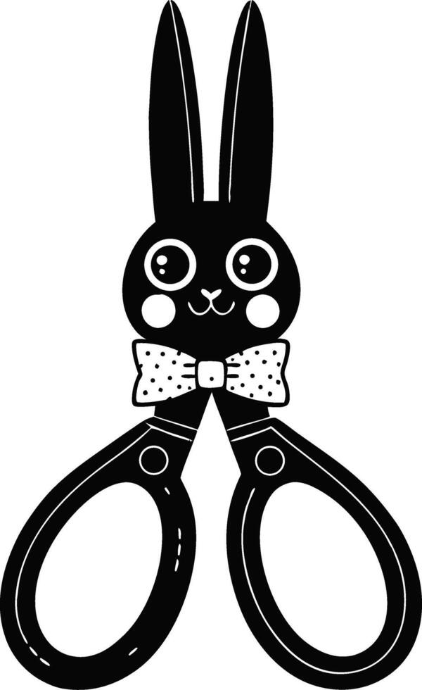 Cute Bunny Scissors Design with Bow Tie Ideal for Kids Crafts and Fun Projects vector