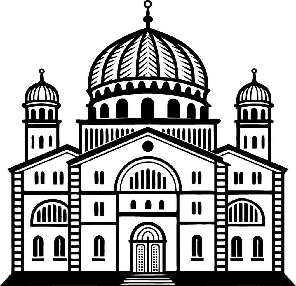 Intricate Illustration of a Historic Cathedral with Domes and Towers for Art Projects vector
