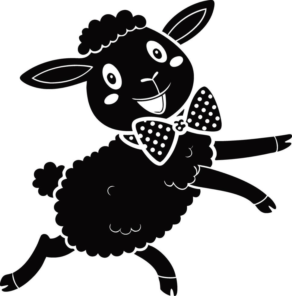 Playful Cartoon Sheep with Bowtie for Childrens Decor and Graphic Design Projects vector