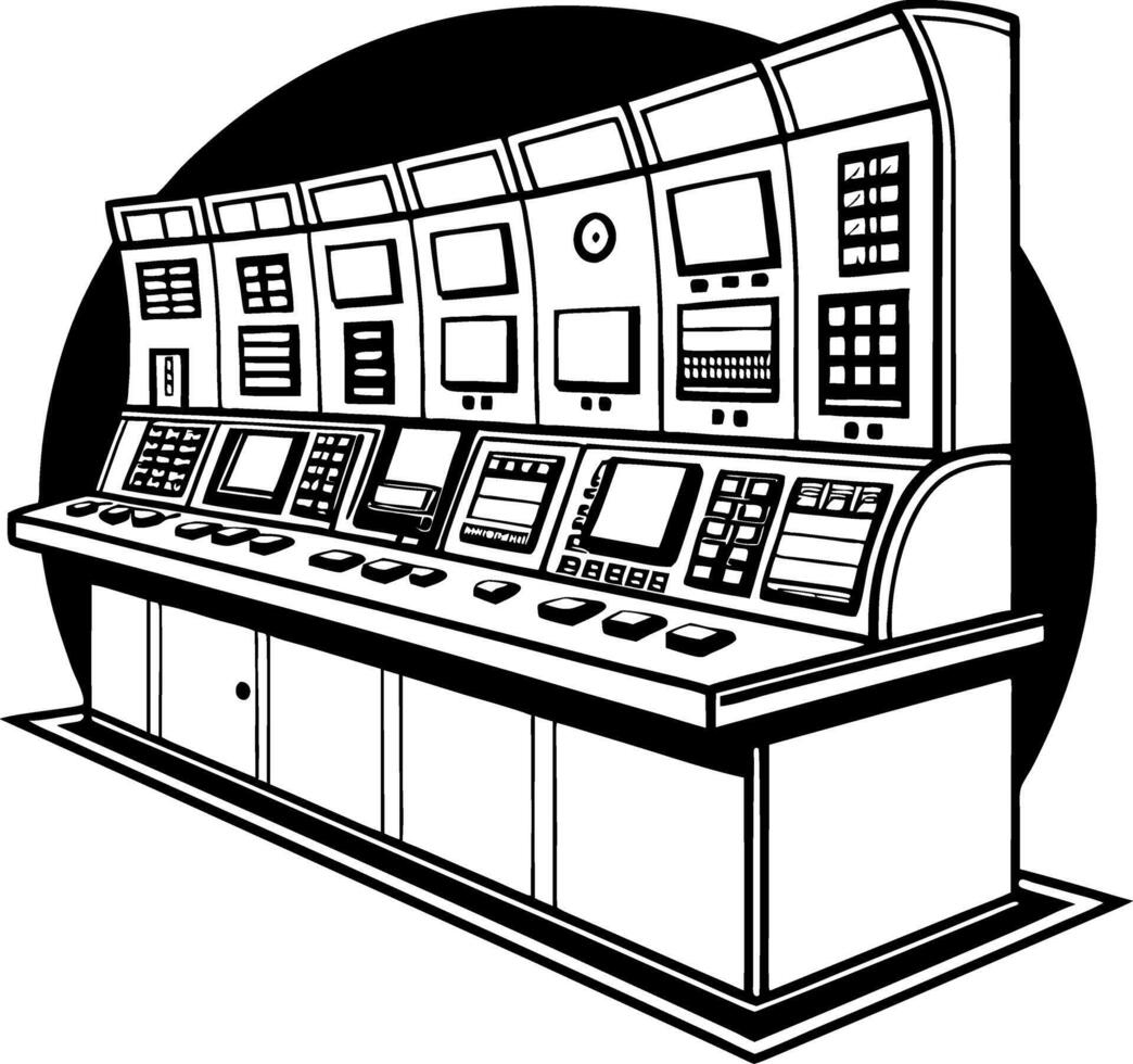 Control Room Console Graphic for Industrial Operations and Technology Design vector