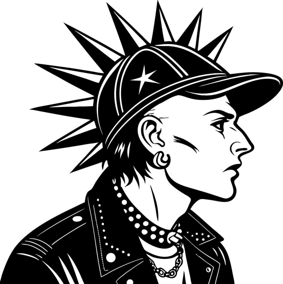 Punk Rocker with Spiked Hair in Leather Jacket Illustration for Design Projects vector