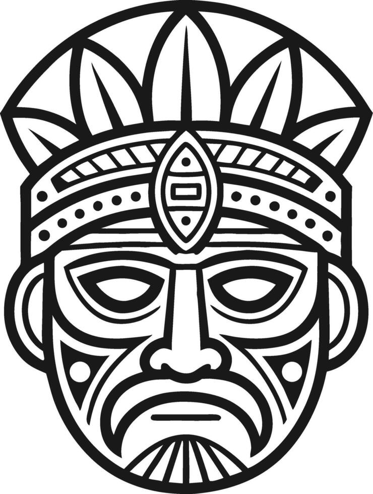 Tribal Face Mask Art with Intricate Patterns for Tattoo and Coloring Applications vector