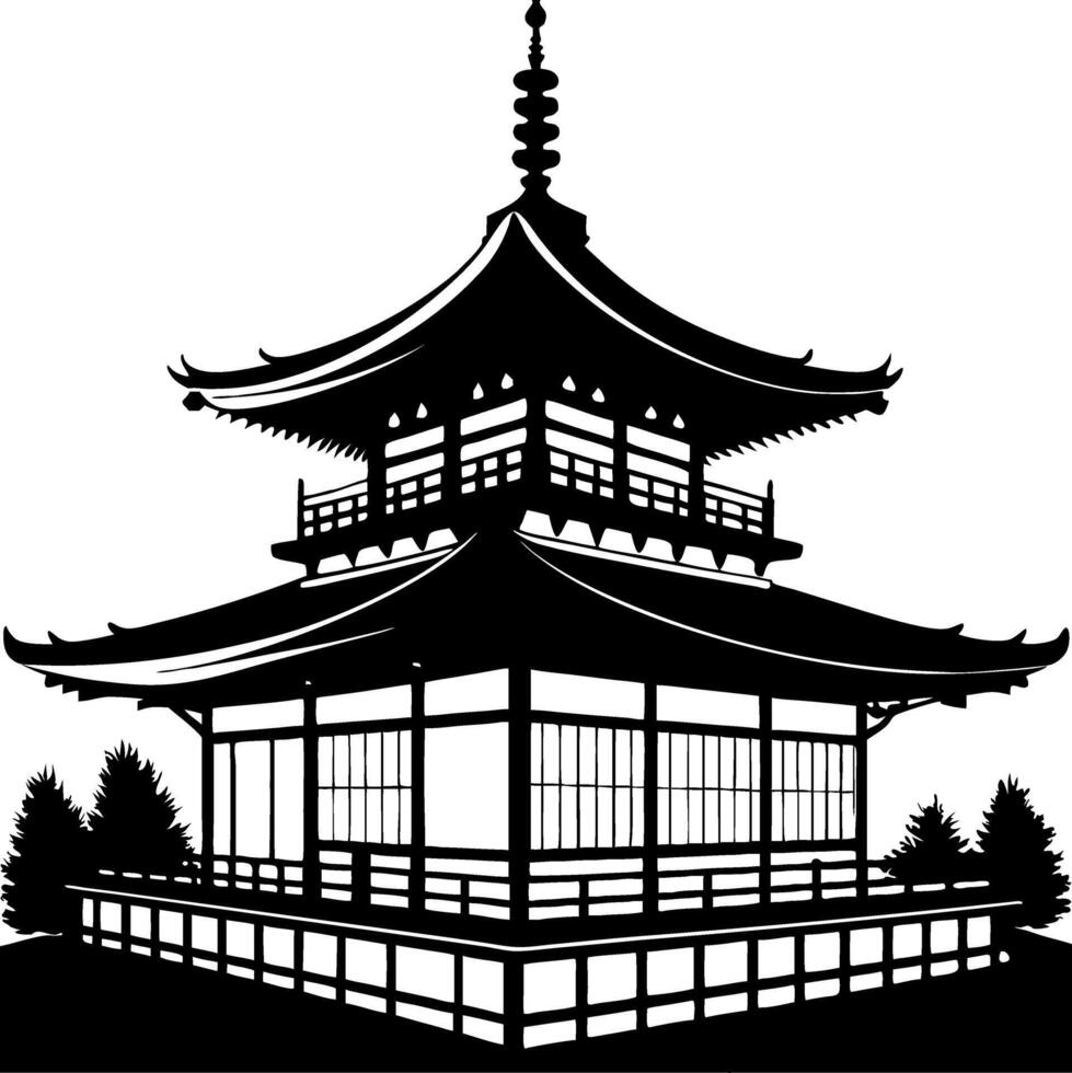 Elegant Asian Pagoda Design for Architectural Illustrations and Decorative Art Projects vector
