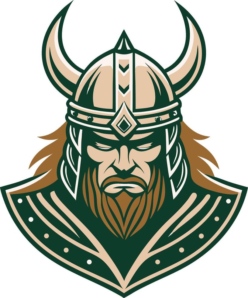 Viking Warrior Helmet Mascot Design Featuring Fierce Expression andic Horned Helmet vector