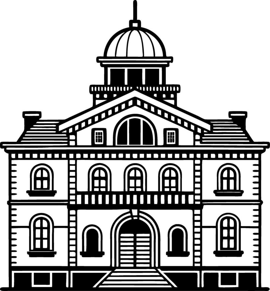 Detailed Illustration of a Historic Building with Dome for Architecture Projects vector