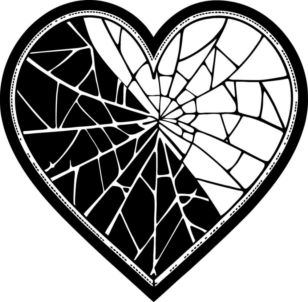 Shattered Heart Design for Unique Tattoo Art and Creative Coloring Projects vector