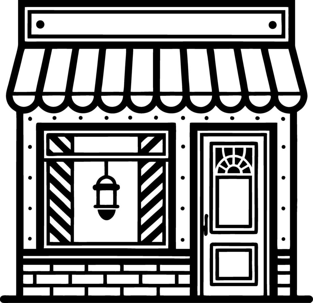 Charming Small Shop Front Art Ideal for Coloring Book Designs and Decorative Projects vector