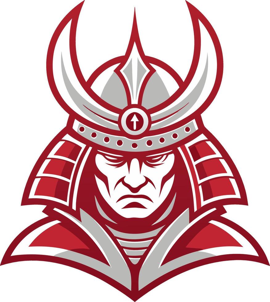Fierce Samurai Warrior Helmet Art Illustrating Strength and Honor for Tattoo Design vector