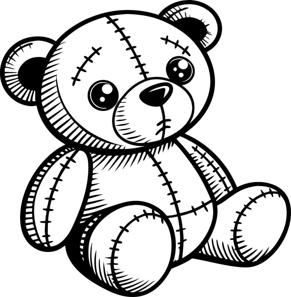 Adorable Cute Teddy Bear Illustration Perfect for Coloring Books and Craft Projects vector