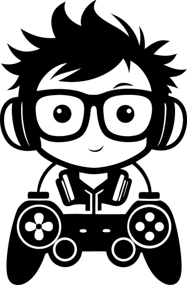 Cute Gamer Boy Character with Headphones and Game Controller for Fun Digital Creations vector