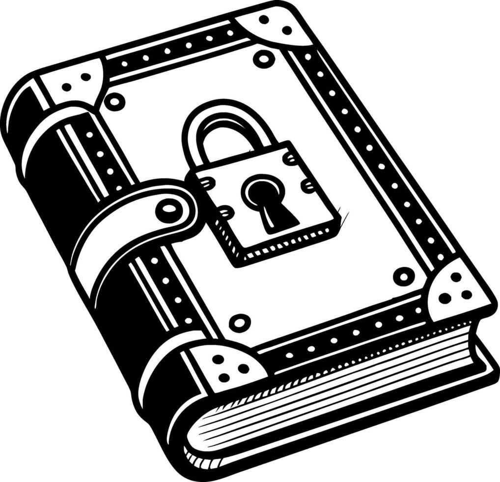 Vintage Locked Journal with Decorative Bound Cover and Padlock Design for Creative Projects vector