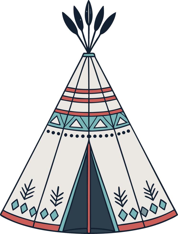 Colorful Teepee Illustration for Camping Decor and Kids Activities vector