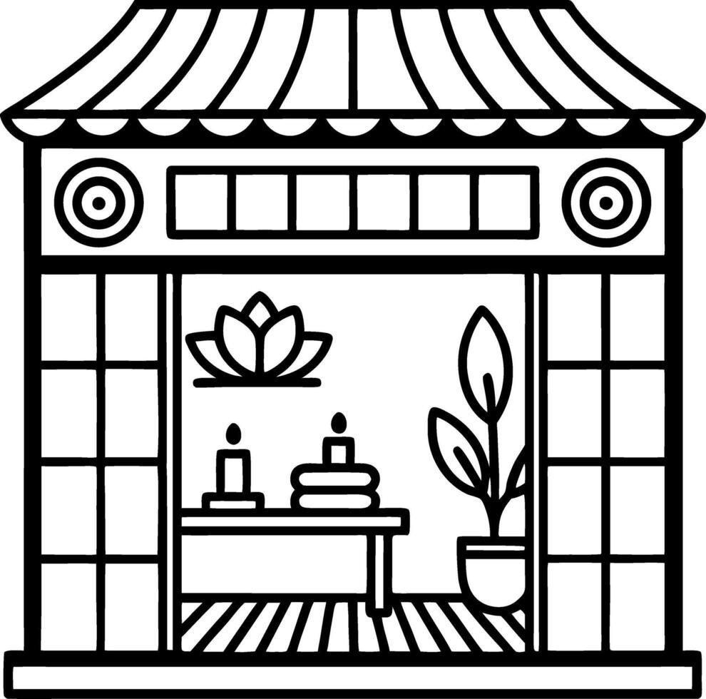 Serene Spa Interior Design with Lotus Candles and Plants for Relaxation and Wellness vector
