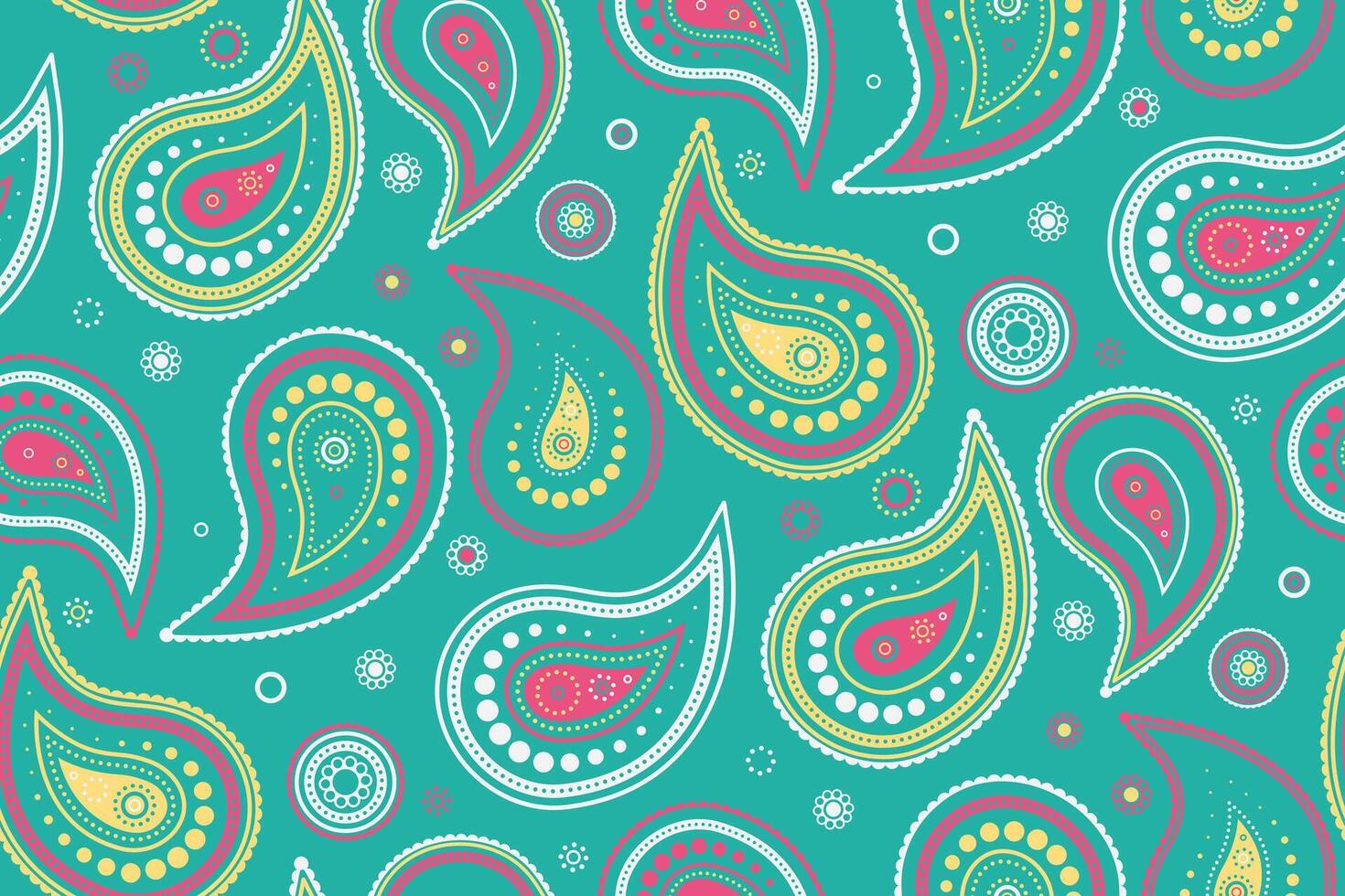A colorful paisley pattern on a turquoise background vector