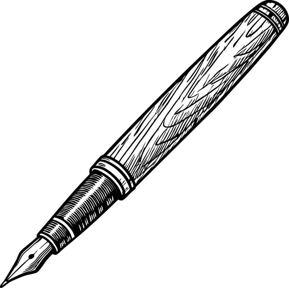 Detailed Vintage Fountain Pen Illustration for Creative Projects and Tattoo Designs vector